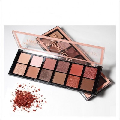 Hot Selling Portable Transparent lid matte shimmer 12 color Eyeshadow Palette