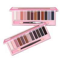 Wholesale pink box high pigment matter shimmer 12 color eyeshadow palette